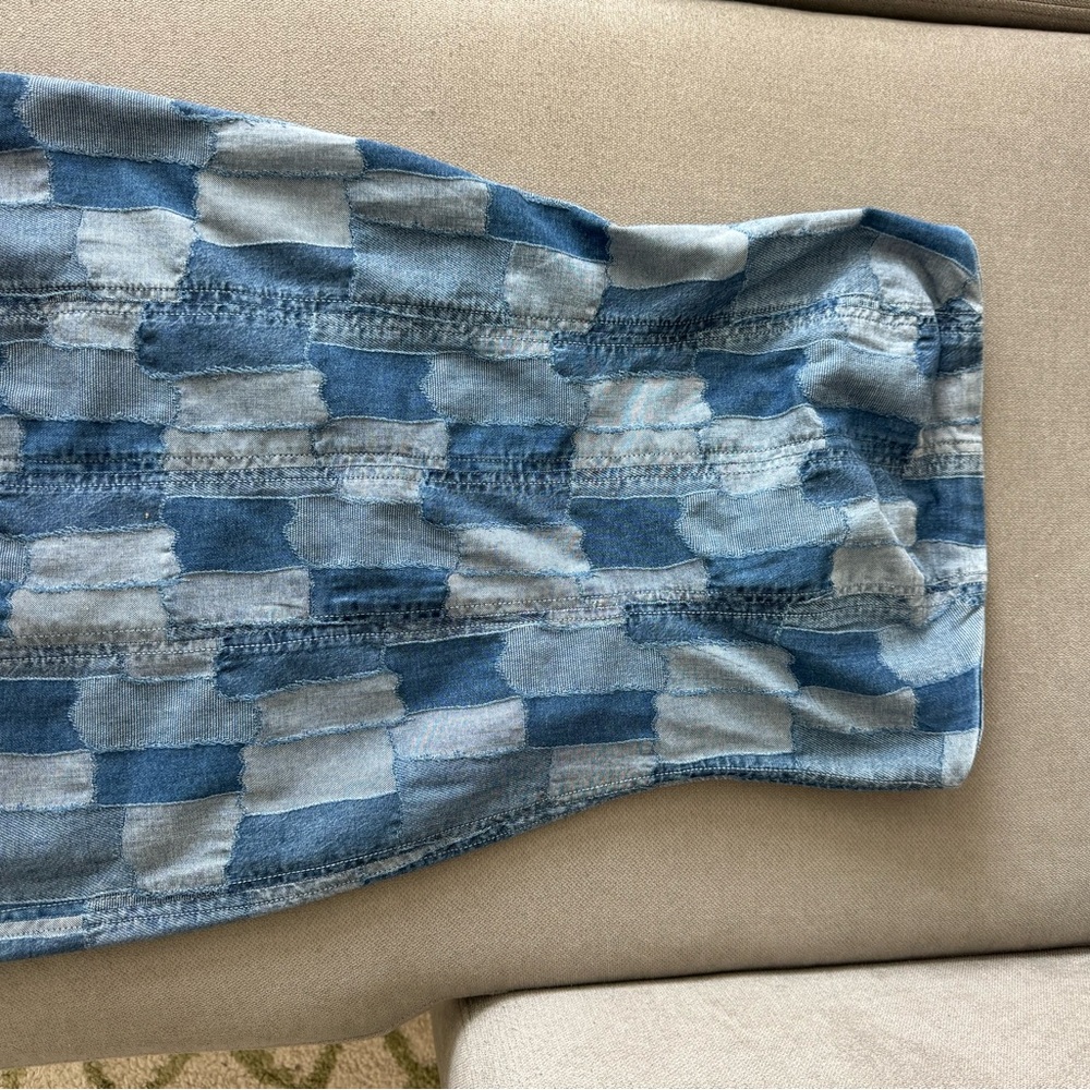 Blue Patchwork Denim Skirt